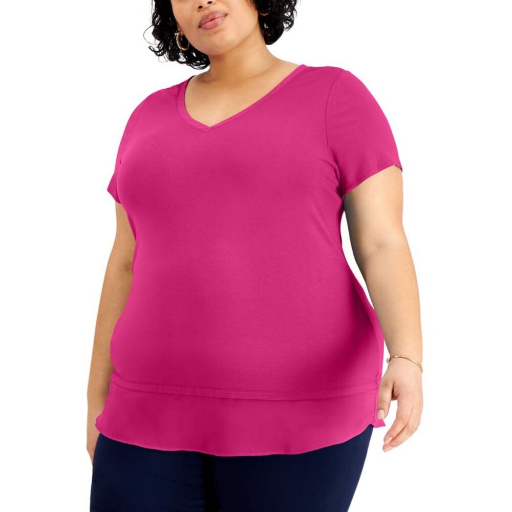 JM Collection Plus Size Layered Hem Top